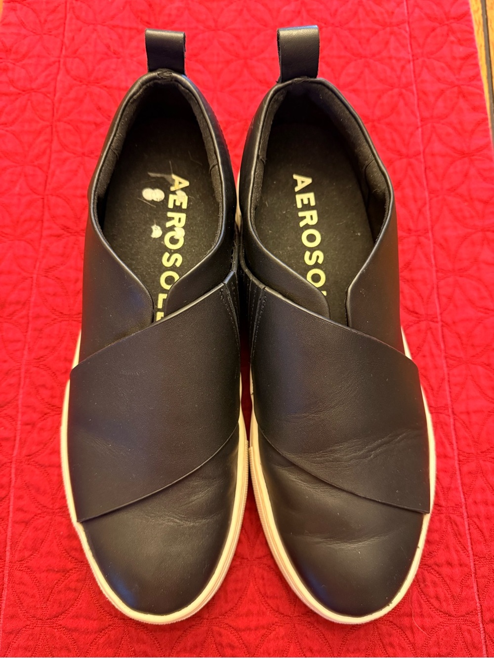 AEROSOLES Black Slip-On Sneakers with Cream Sole